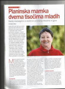 Prva stran članka v Planinskem vestniku, april 2014